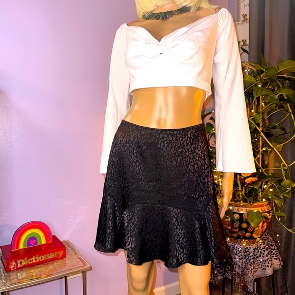 Francesca's Collections Dresses & Skirts - Black cheetah print skater skirt